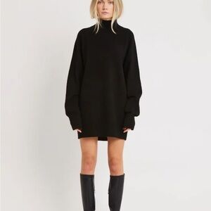 Grey Turtleneck Sweater Dress